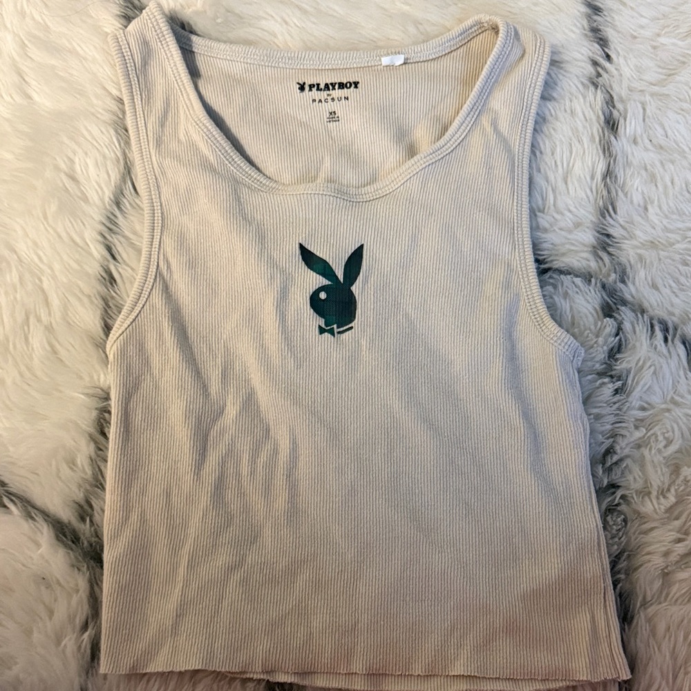 PLAYBOY White Tank Top with Iconic Logo